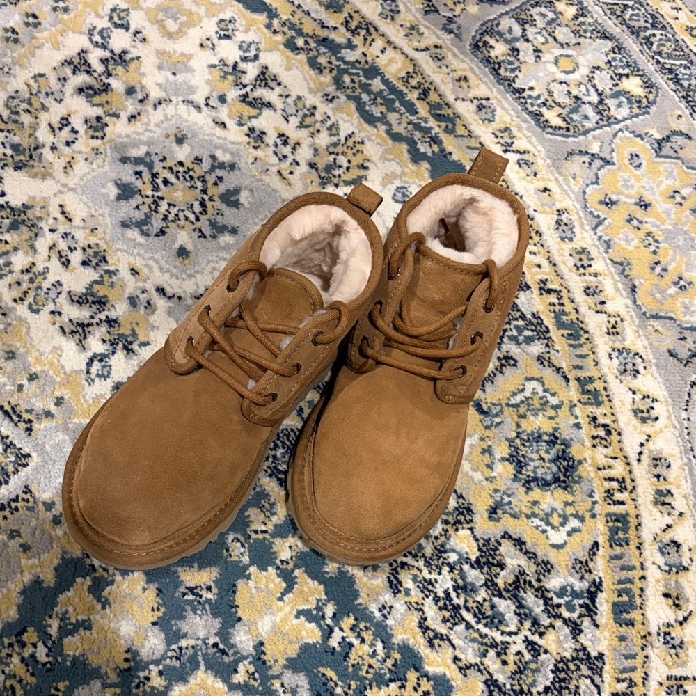 UGG Chestnut Suede Lace-Up Fur Lined Boots